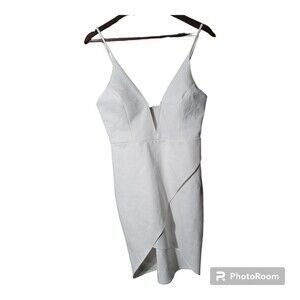 Lulu's Dare to Take the Plunge White Tulip Mini Dress Women's Sz Small